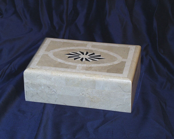 14-0139 - Star Box Beige Fossil with White Ivory and Black Stone