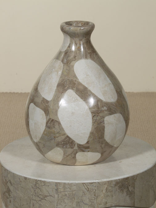 23-9346 - Waterdrop Shaped Vase, Small, Cantor Stone with White Ivory Stone