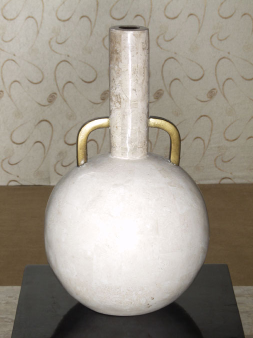 25-9332 - Laguna Vase, White Ivory Stone with Cantor Stone