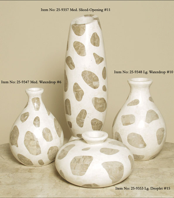 25-9362 - Dewdrop Shaped Vase, Large, White Ivory Stone with Cantor Stone (Formerly #23-9362)