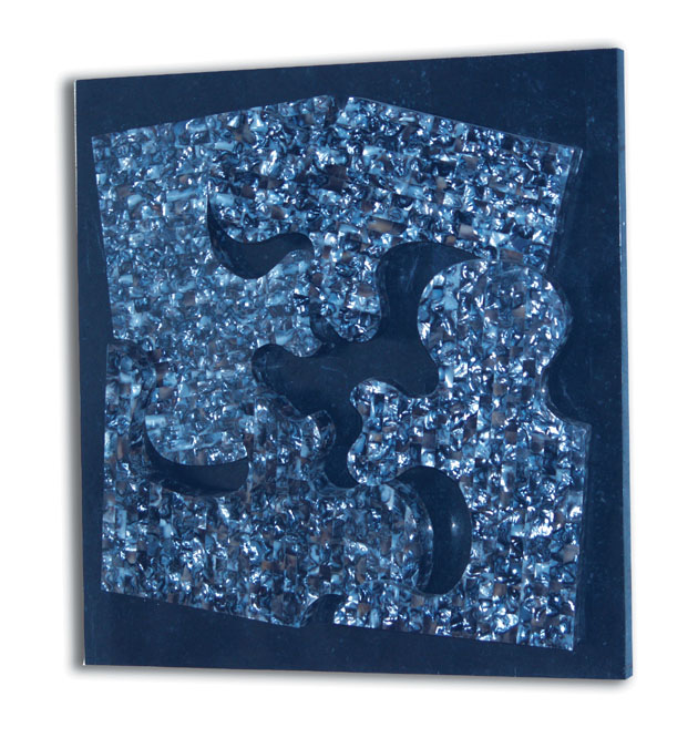 282-3400 - Puzzle Wall Art Decor, Blue Agate Shell on Black Stone background (formerly #19-3400)