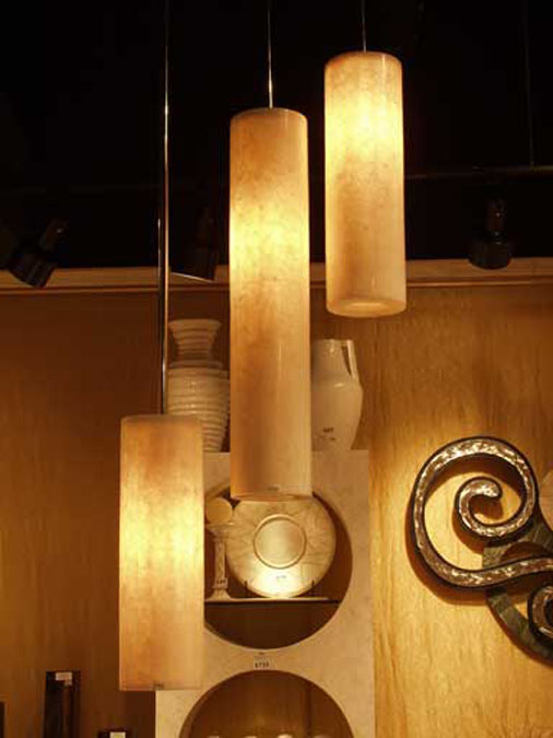 38-0681 - 20 In. Cylinder Shape Hanging Lamp, Crystal Stone