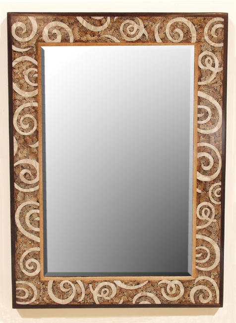 415-8665 - Curls Mirror Frame, Cracked Bamboo/Cantor Stone/Dark Banana Bark/Honeycomb Finish