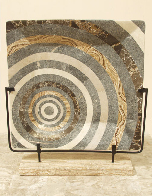 432-4212 - Ripple Square Plate on Iron Stand, Greystone/White Ivory Stone/Snakeskin Stone/Woodstone/Beige Fossil Stone