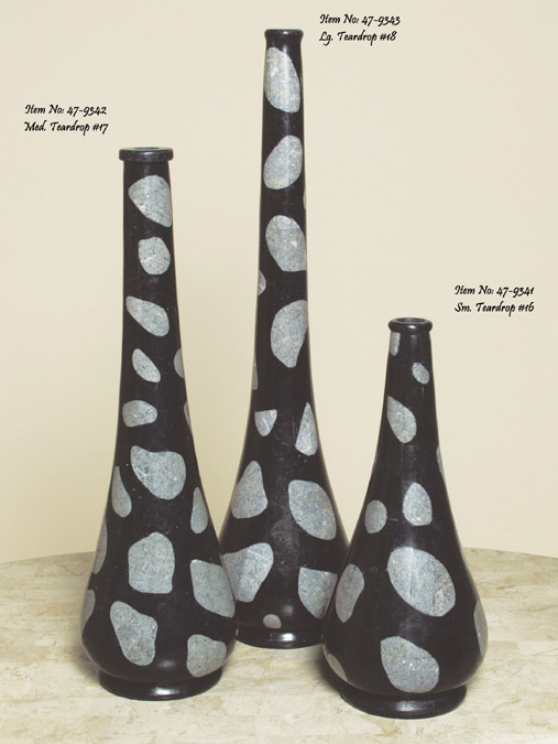 47-9341 - Teardrop Shaped Vase, Small, Black Stone with Greystone