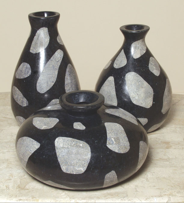 47-9346 - Waterdrop Shaped Vase, Small, Black Stone with Greystone