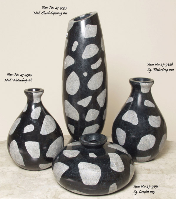 47-9348 - Waterdrop Shaped Vase, Large, Black Stone with Greystone