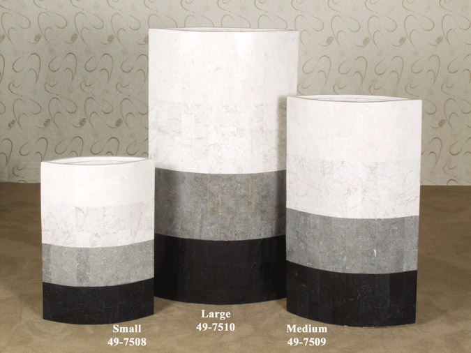 49-7509 - Avalon Floor Vase, Medium, Black Stone/Greystone/Lt. Grey Agate/White Ivory Stone