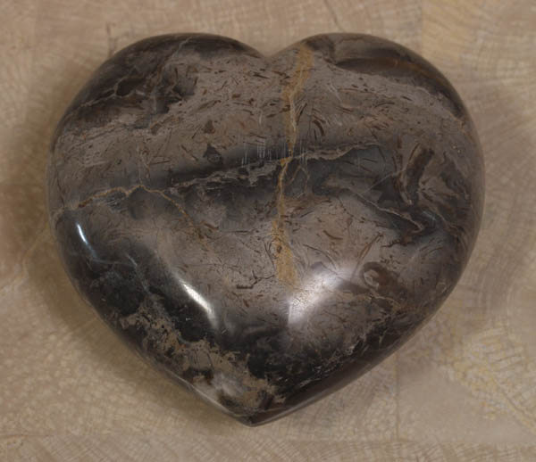 56-9522 - Heart Sculpture, Grey Algae Stone