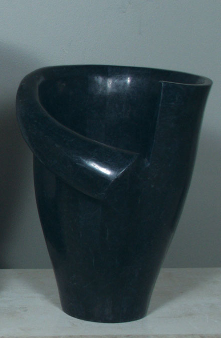 57-0334 - Curled Vase, Black Stone