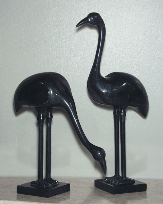 57-0532 - Crane Sculpture, Head-up, Black Stone