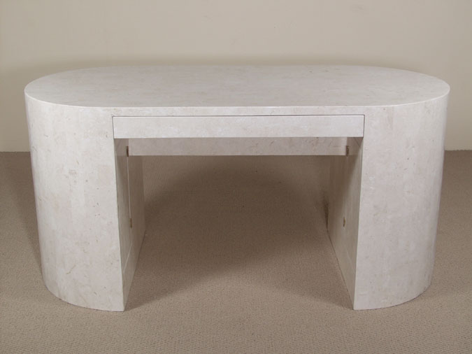 71-1690 - Oval Desk, Solid White Ivory Stone