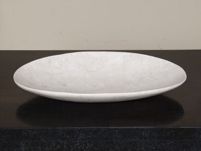 71-9105 - Oval Shaped Bowl, Large, White Ivory Stone