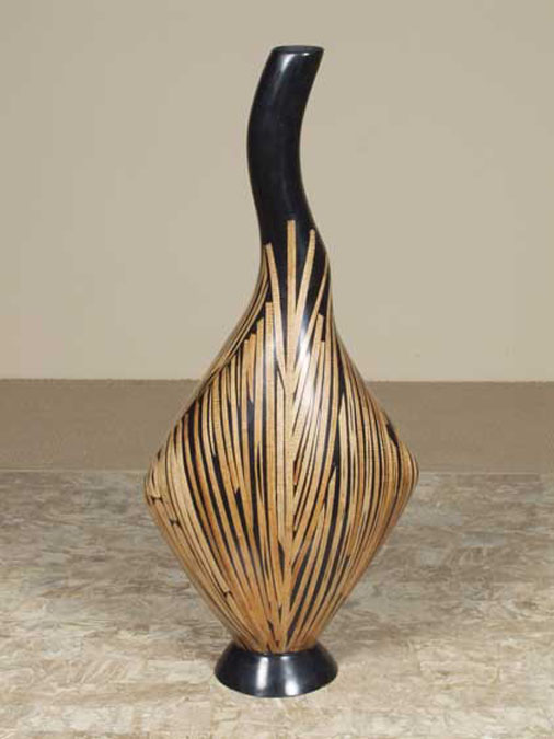 89-9411 - Stingray Vase, Honeycomb Cane Leaf Strips (formerly #89-9422)