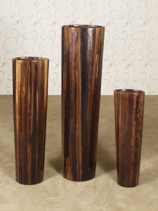 96-9392 - Rain Forest Vase - 34 In. High, Dark Banana Bark