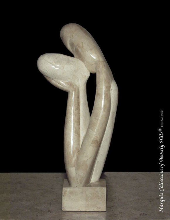 14-0524 - Kissers Sculpture, Beige Fossil Stone with White Ivory Stone